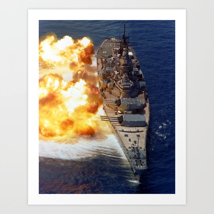 Battleship USS Iowa Broadside - 1984 Art Print