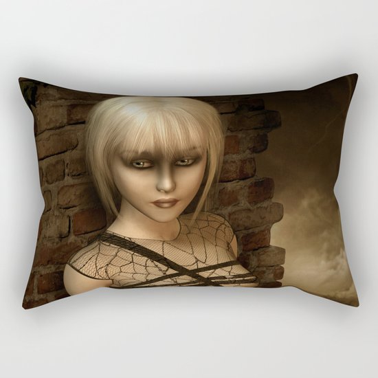Sad Gothic Girl awaiting the storm Rectangular Pillow