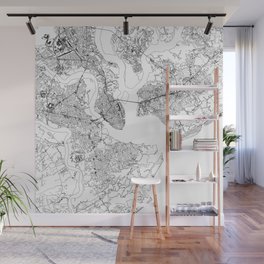 Charleston White Map Wall Mural