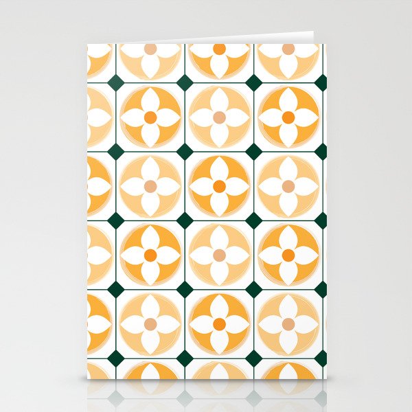 Yellow flower tile Stationery Cards