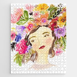 Bohemian Flower Crown Girl Jigsaw Puzzle