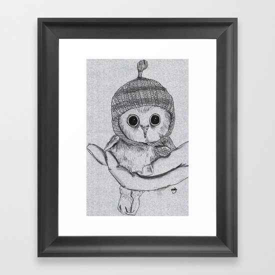 Bobble Hat Owl Framed Art Print