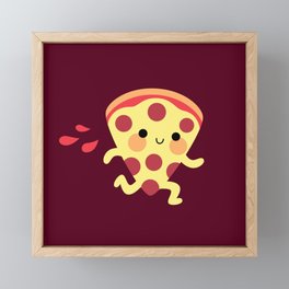 Cute running pizza slice Framed Mini Art Print