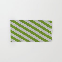 [ Thumbnail: Grey & Green Colored Lines Pattern Hand & Bath Towel ]