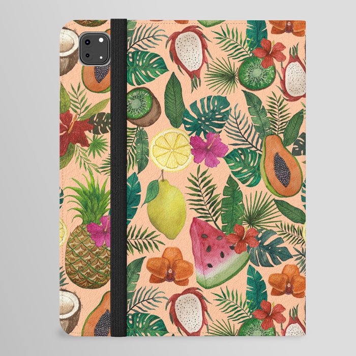 Tropical Fruit and Flower Pattern iPad Folio Case