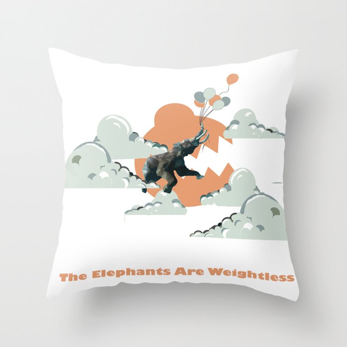 The Elephants Are Weightless Throw Pillow