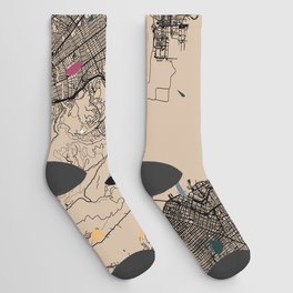 USA, Oakland City Map - Terrazzo Collage Socks