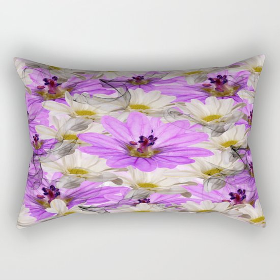 Floral Circle Abstract Rectangular Pillow