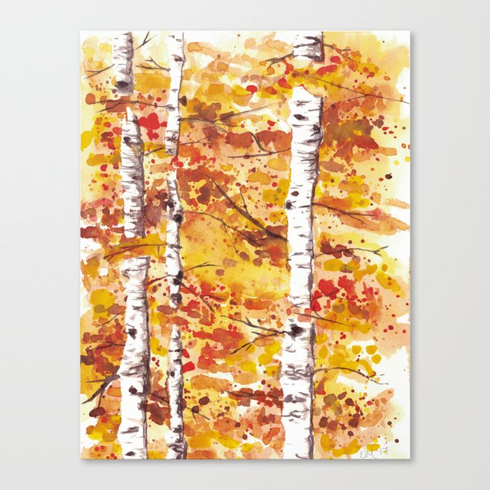 Fall Birch Trees Canvas Print By Emililyart Society6