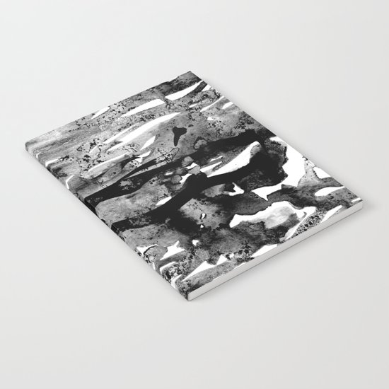 Dexa - black and white minimal abstract painting brushstrokes artwork modern home decor piece Notebook