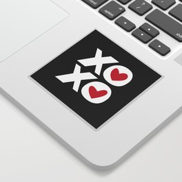 XOXO in Black and White with Red Heart Sticker