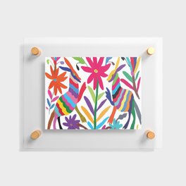 Otomí embroidery deer and flowers Floating Acrylic Print