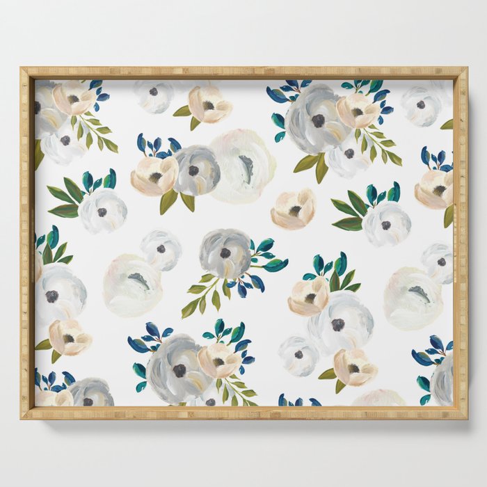 Sweet Blooms - Blue & Cream Serving Tray