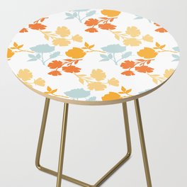 Orange  colorful Flower Pattern Side Table