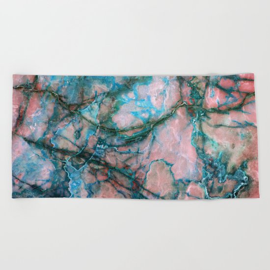 Pink and Blue Marble Beach Towel