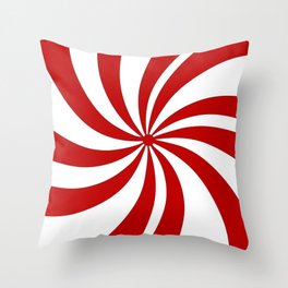 festive winter holiday candy land red and white lollipop candy swirls Throw Pillow
