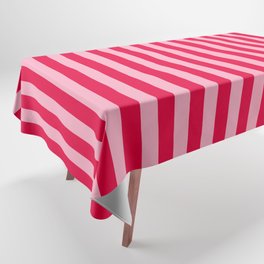 Retro, Beach, Colorful Stripes, Pink and Red Tablecloth