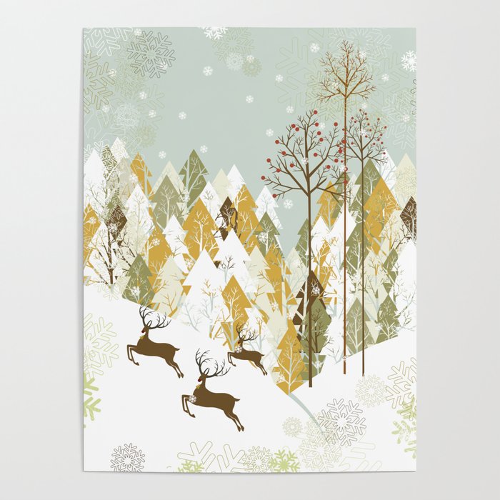 Christmas winter landscape Poster