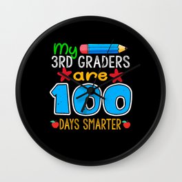 Days Of School 100th Day 100 Teacher 3rd Grader Wall Clock
