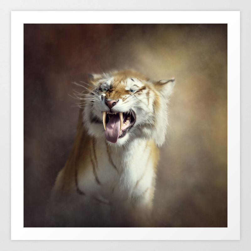 Sabertooth Tiger Portrait Digital Art Art Print By Svetlanna Society6