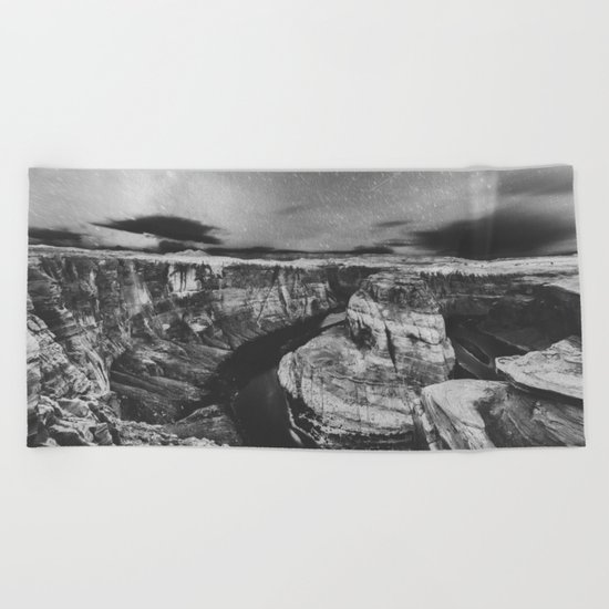 Southwest Starry Night Black and White Beach Towel