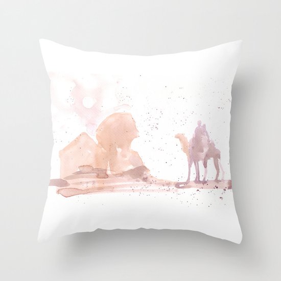 Watercolor landscape illustration_Egypt Throw Pillow