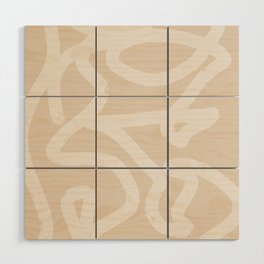 Minimalist Japandi Neutral Beige And Imperfect White Lines Wood Wall Art