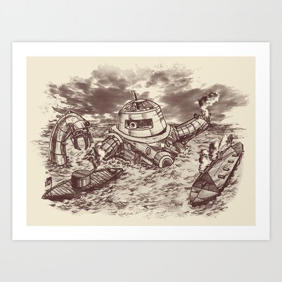 Battle of the Ironclads II Art Print