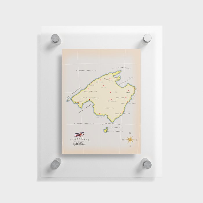 Mallorca illustrated map Floating Acrylic Print