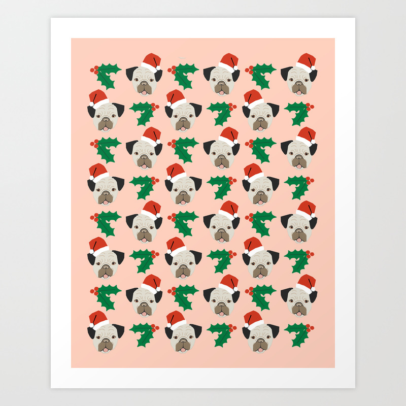 Pug Christmas Pattern With Holly Mistletoe And Ivy Cute Small Pug Dog Funny Art For Kids And Dogs Art Print By Petfriendly Society6 Hello, here is a christmas tree very easy to print. pug christmas pattern with holly mistletoe and ivy cute small pug dog funny art for kids and dogs art print by petfriendly