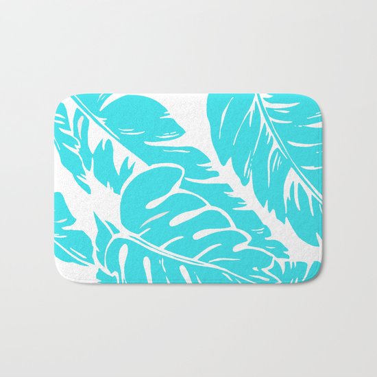 PALM LEAF BLUE Bath Mat