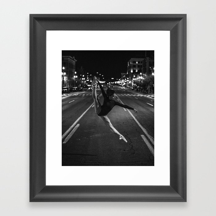 Street dancer ballet black and white portrait photograph - photography - photographs Framed Art Print