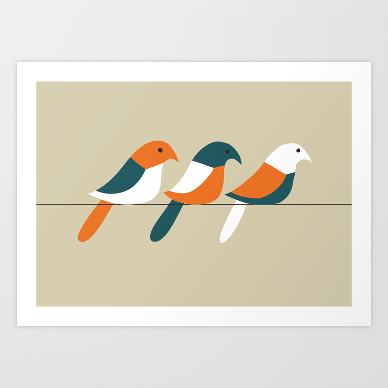 Birds On Wire Art Print By Budikwan Society6