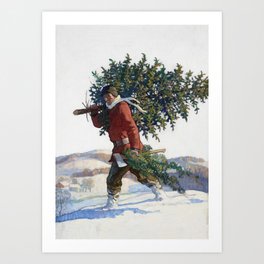 Fresh Cut Christmas Tree, Vintage Christmas Wall Art Art Print