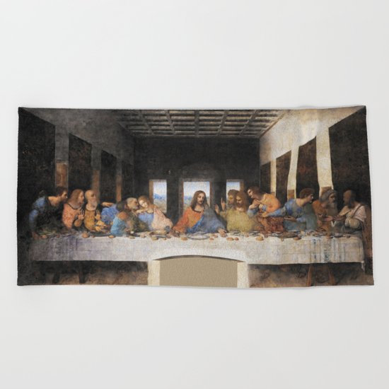 The Last Supper Painting By Leonardo Da Vinci Beach Towel By