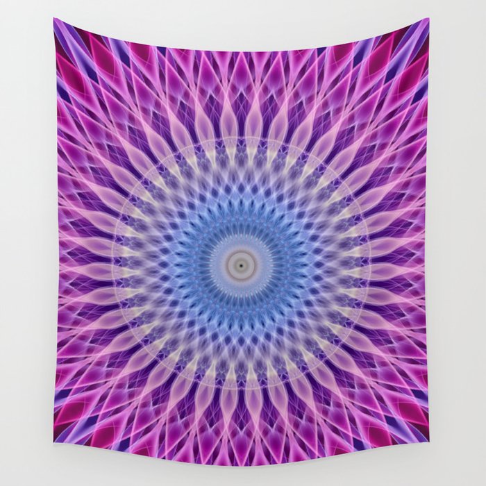 Mandala in pink and light blue colors Wall Tapestry