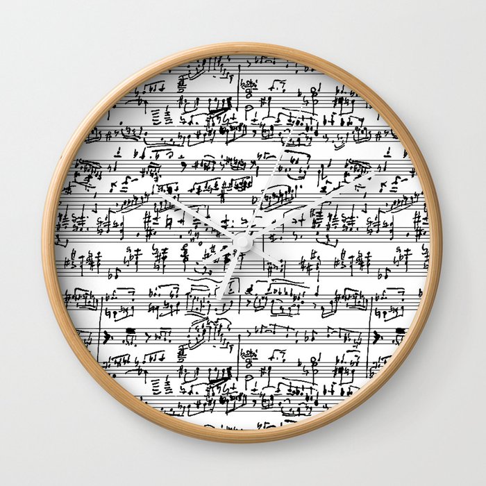 Hand Written Sheet Music Wall Clock