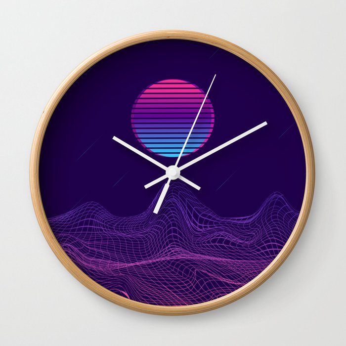 Minimalist Synthwave Midnight Wall Clock