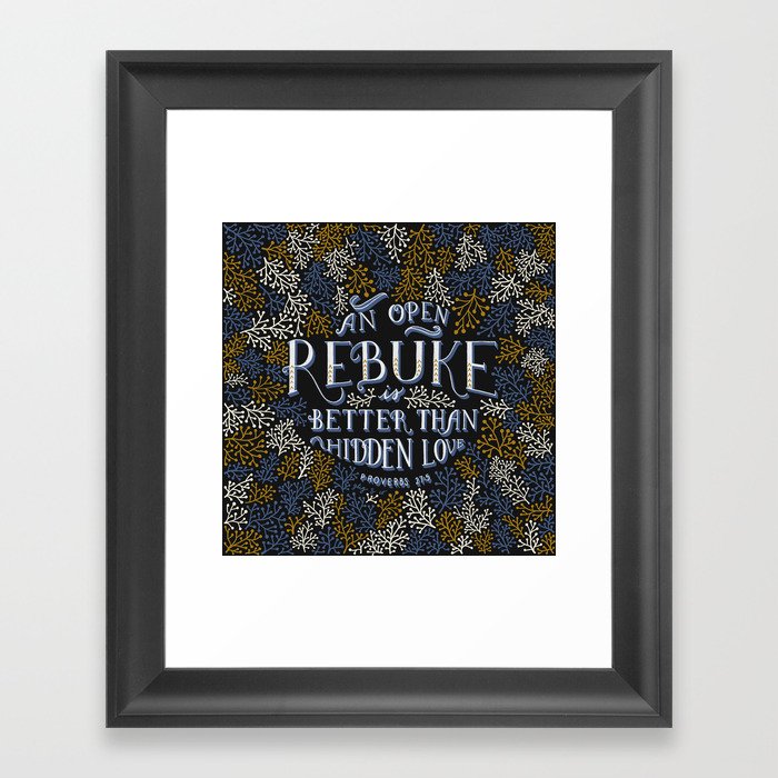 Proverbs 27:5  |  Gold + Chambray Framed Art Print