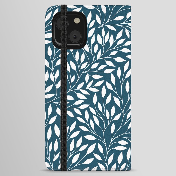 White Forest Leaves iPhone Wallet Case