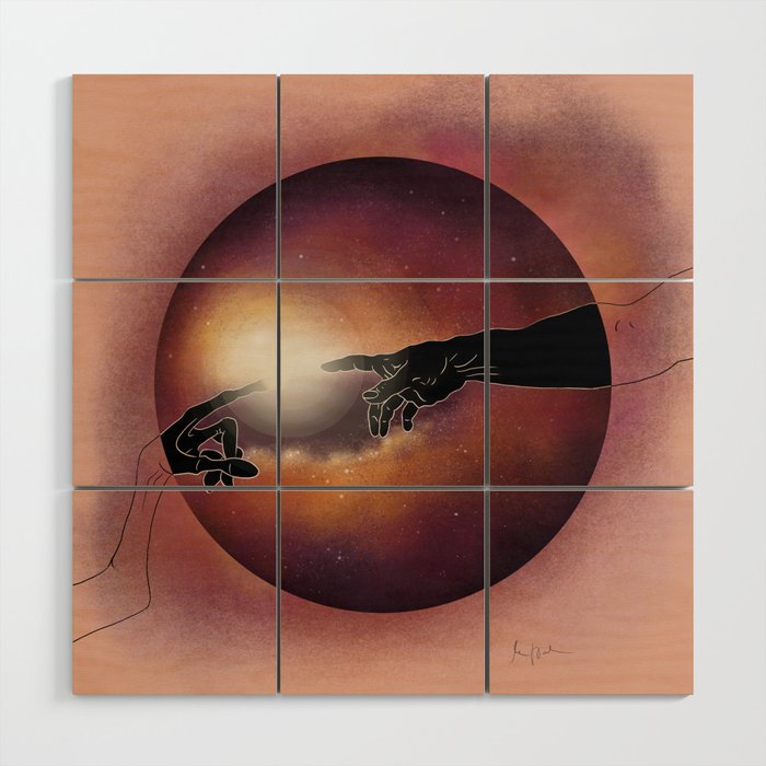 Life in Space - light Wood Wall Art