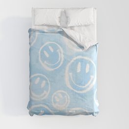 Blue Tie-Dye Smileys Comforter