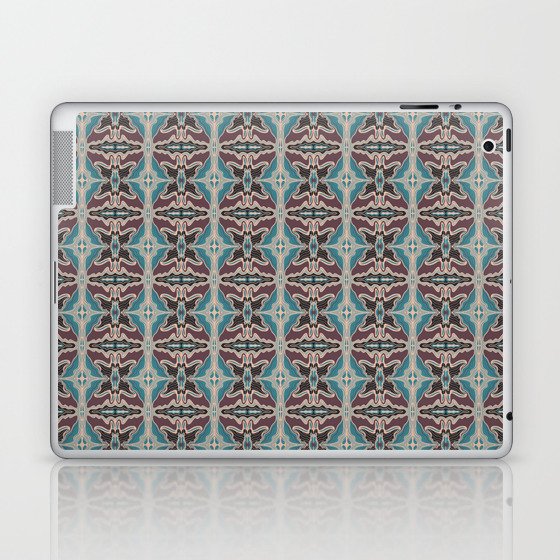Burgundy and blue flowy pattern Laptop & iPad Skin
