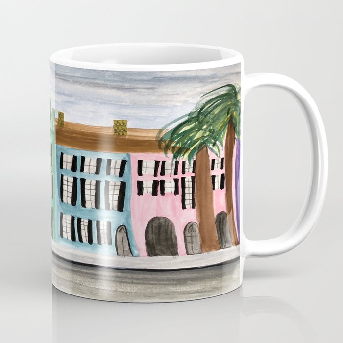 Rainbow Row Charleston South Carolina Watercolor Sketch Coffee Mug