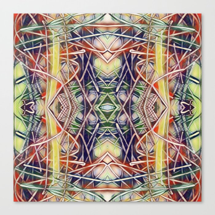 Colorful Lines Diamond Mandala Canvas Print