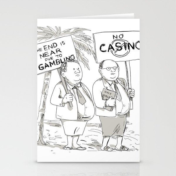 Fat Samoan Preacher Protesting Cartoon Stationery Cards by pat