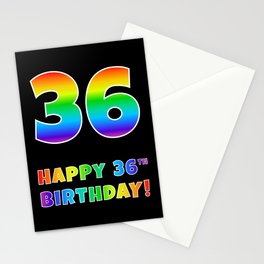 [ Thumbnail: HAPPY 36TH BIRTHDAY - Multicolored Rainbow Spectrum Gradient Stationery Cards ]