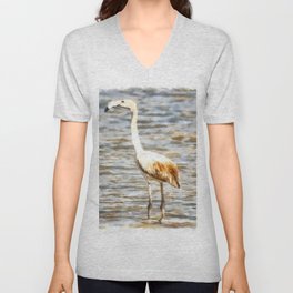 Pretty Flamingo Fledgling Watercolor V Neck T Shirt