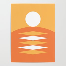 Abstract Geometric Sunrise 15 in Yellow orange Poster