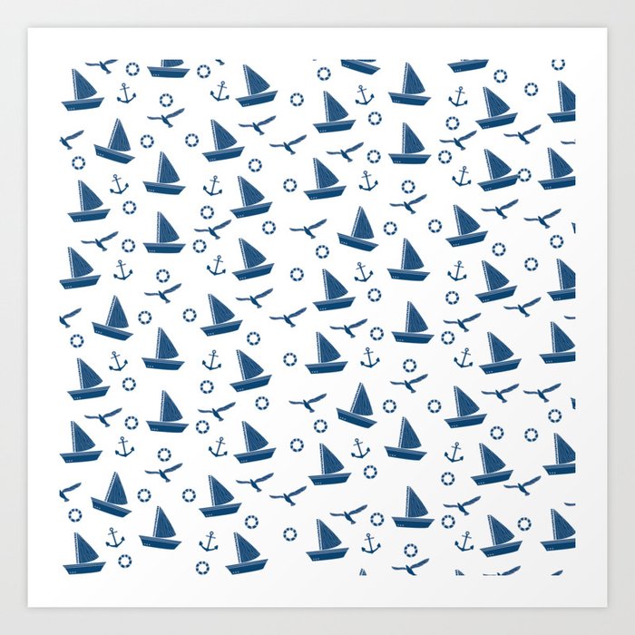 Cute Boat Lover Print Pattern Art Print